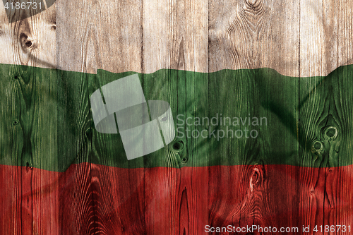 Image of National flag of Bulgaria, wooden background