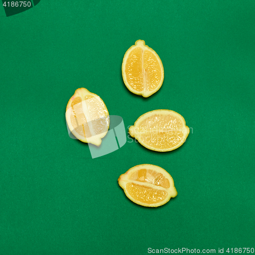 Image of Lemons on green background