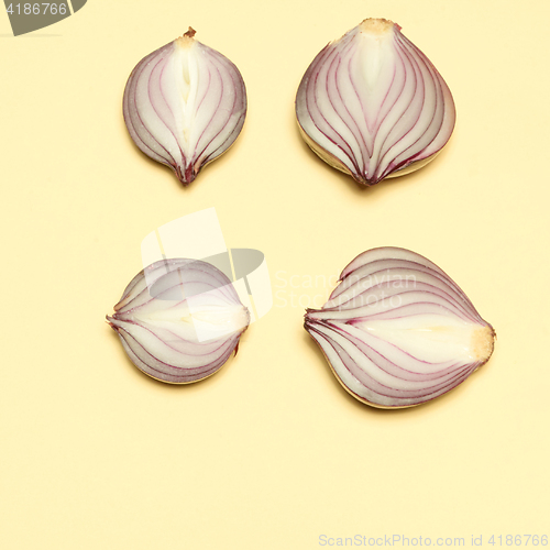 Image of Red onion on a yellow background