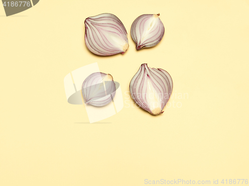 Image of Red onion on a yellow background