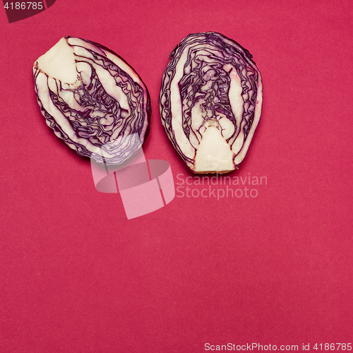 Image of Red cabbage on a red background