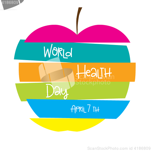 Image of Colorful apple with text.
