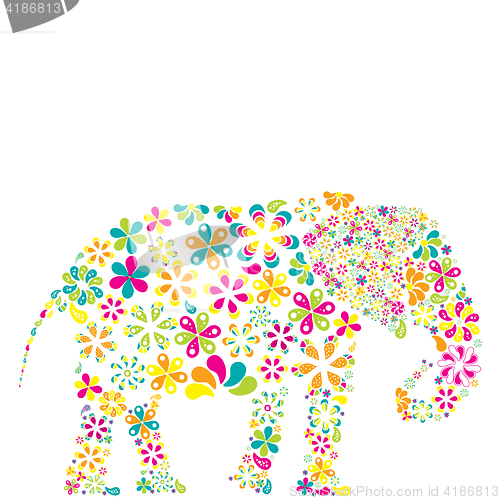 Image of Concept of flowers in the shape of a elephant