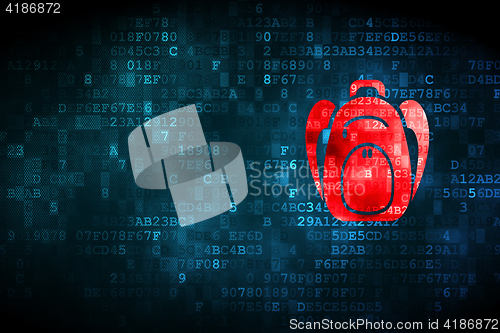 Image of Studying concept: Backpack on digital background