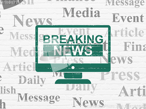 Image of News concept: Breaking News On Screen on wall background