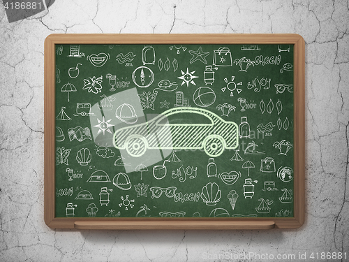Image of Tourism concept: Car on School board background