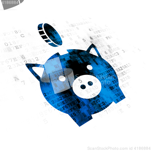 Image of Money concept: Money Box With Coin on Digital background