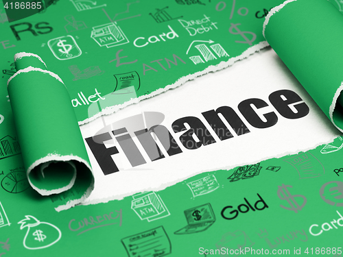 Image of Currency concept: black text Finance under the piece of  torn paper