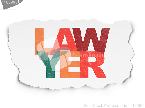 Image of Law concept: Lawyer on Torn Paper background