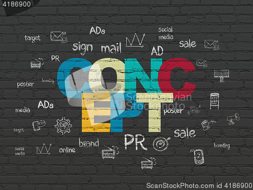 Image of Advertising concept: Concept on wall background