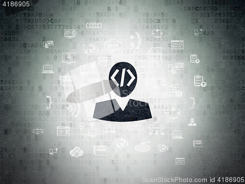 Image of Programming concept: Programmer on Digital Data Paper background