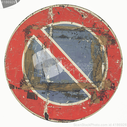 Image of Vintage looking No parking sign isolated