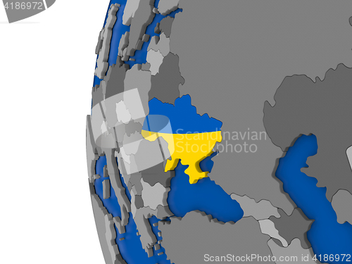 Image of Ukraine on globe