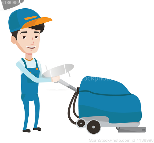 Image of Supermarket worker of cleaning services.