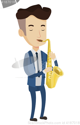 Image of Musician playing on saxophone vector illustration.