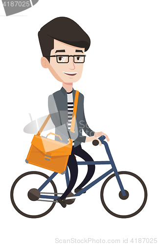 Image of Businessman riding bicycle vector illustration.