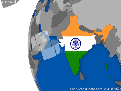 Image of India on globe