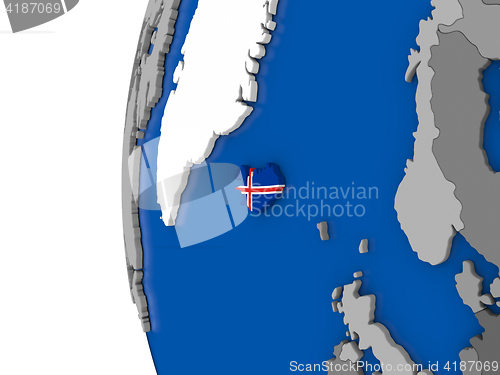 Image of Iceland on globe