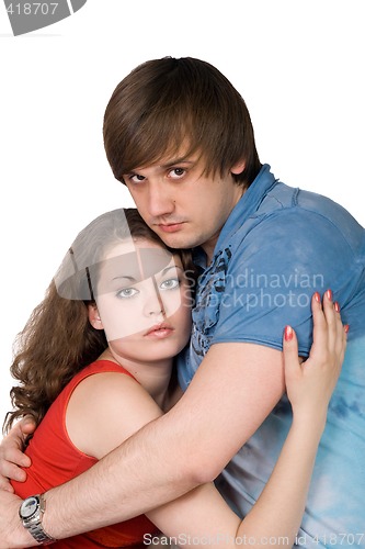Image of The young couple. Isolated on a white background