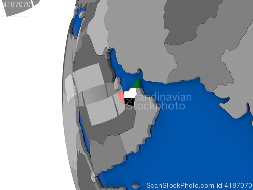 Image of United Arab Emirates on globe