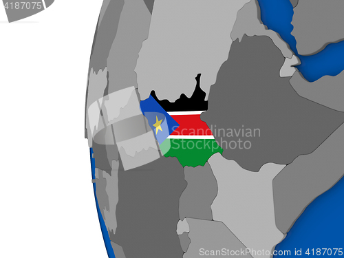 Image of South Sudan on globe