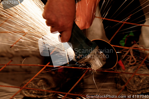 Image of Electric grinder - sparks flying