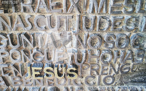 Image of Details of the main door of the Basilica of the Sagrada Familia