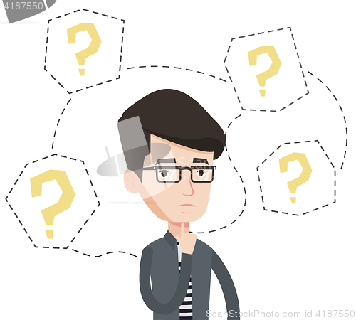 Image of Young businessman thinking vector illustration.