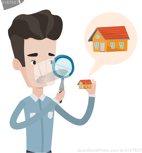 Image of Man looking for house vector illustration.