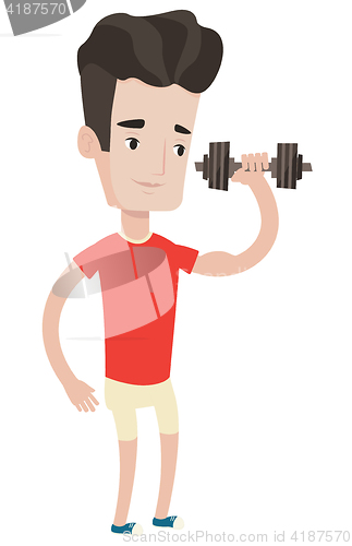 Image of Man lifting dumbbell vector illustration.