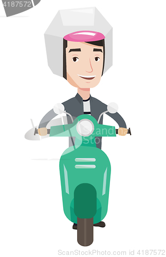 Image of Man riding scooter in the city vector illustration
