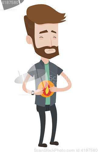 Image of Man suffering from heartburn vector illustration.