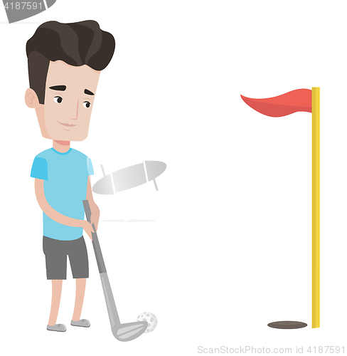 Image of Golfer hitting the ball vector illustration.