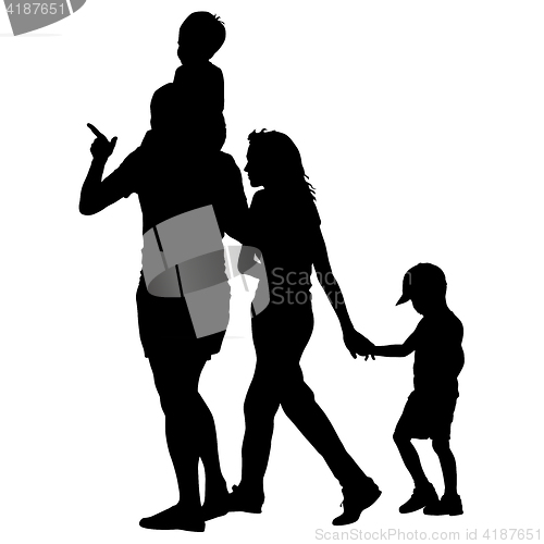 Image of Silhouette of happy family on a white background. illustration.