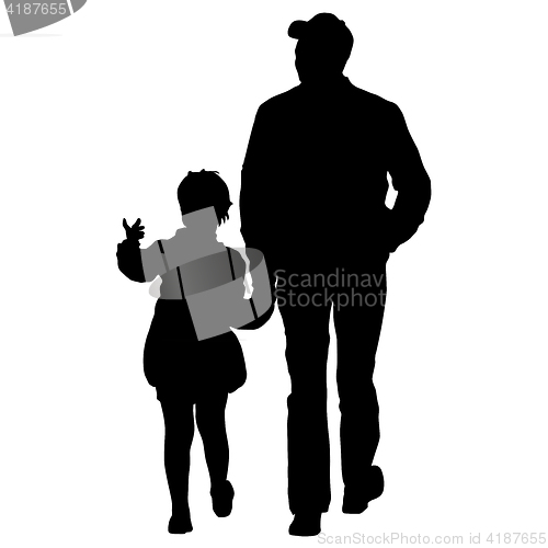 Image of Silhouette of happy family on a white background. illustration.