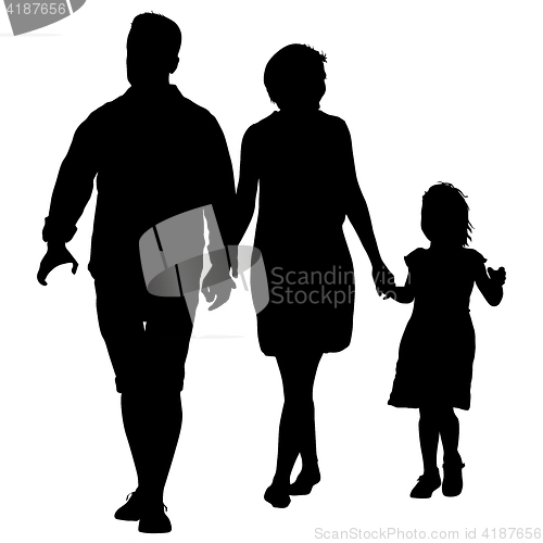 Image of Silhouette of happy family on a white background. illustration.