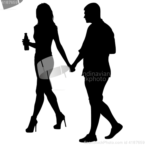 Image of Couples man and woman silhouettes on a white background. illustration