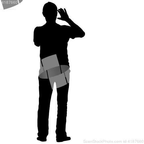 Image of Black silhouettes man on white background. illustration