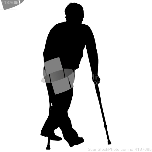 Image of Silhouette of disabled people on a white background. illustration