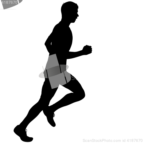 Image of Silhouettes. Runners on sprint, men. illustration