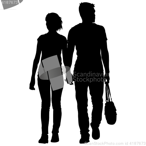 Image of Couples man and woman silhouettes on a white background. illustration