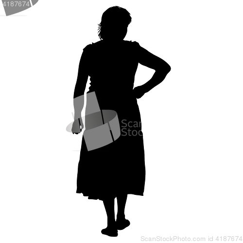 Image of Black silhouettes of beautiful woman on white background. illustration