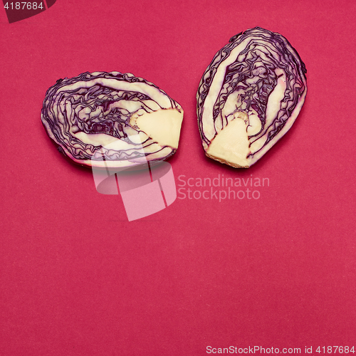 Image of Red cabbage on a red background