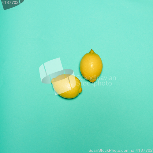 Image of Lemons on blue background