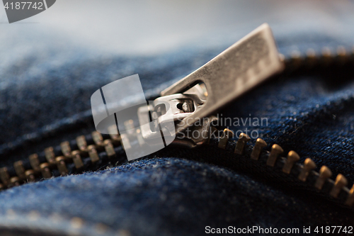 Image of close up of denim item or jeans zipper