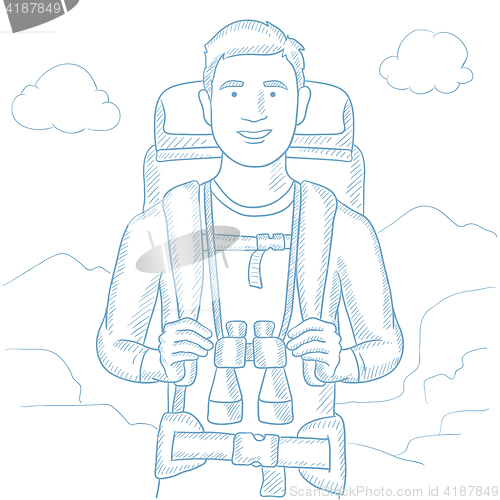 Image of Traveler with backpack vector illustration.