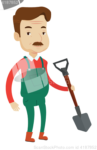 Image of Farmer with shovel vector illustration.