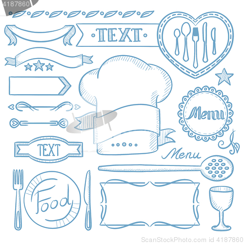 Image of Set of ribbons, frames for restaurant menu.