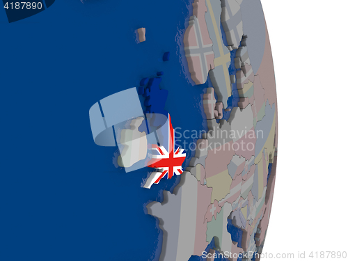Image of United Kingdom with its flag
