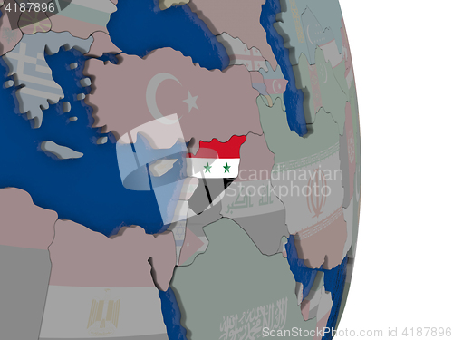 Image of Syria with its flag